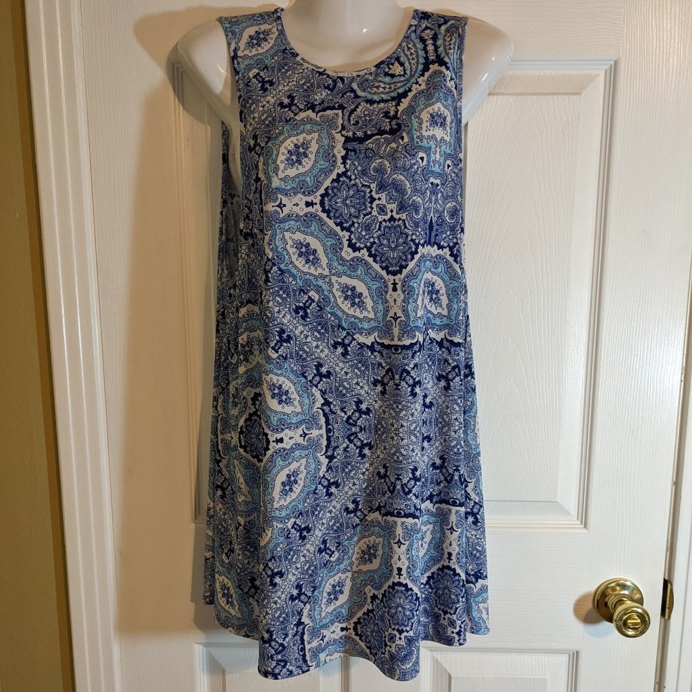 Show Me Your Mumu Blue & White Paisley Garrett Tank Sleeveless Dress - size S